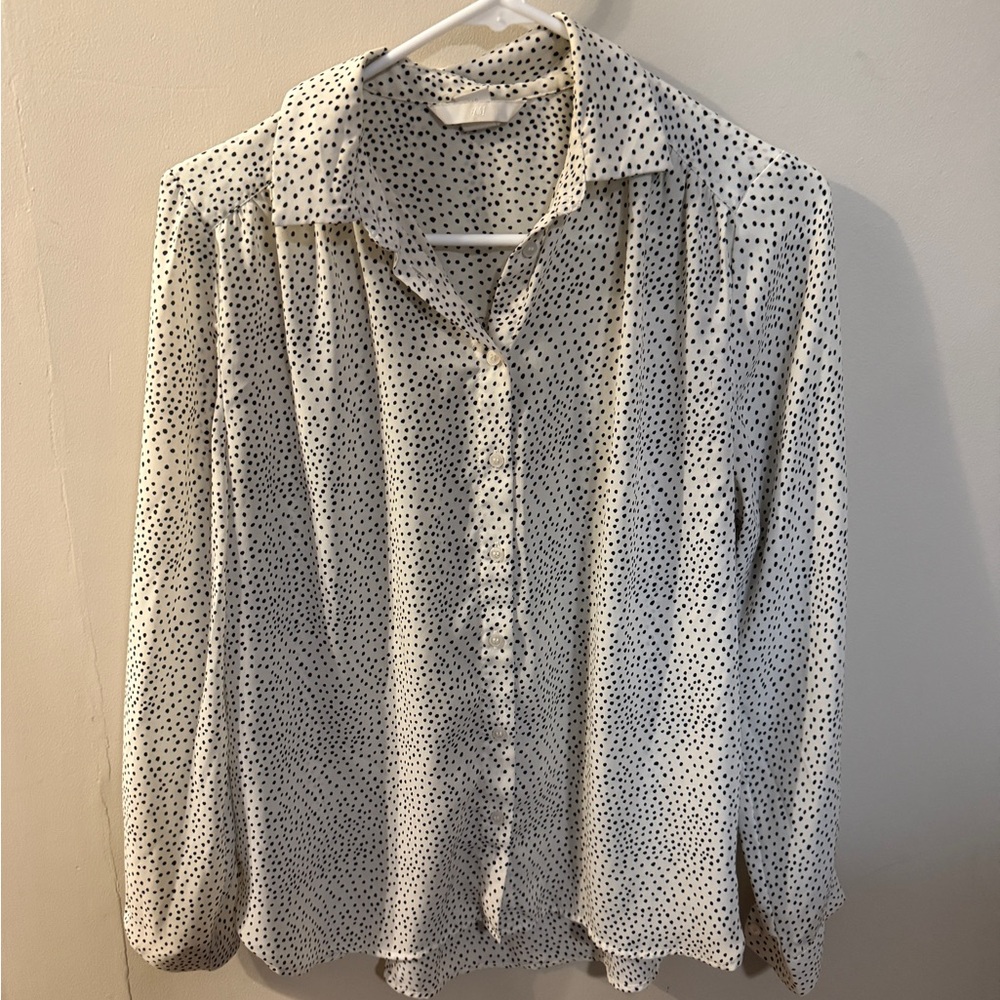 Polka Dot Button-Up Blouse
